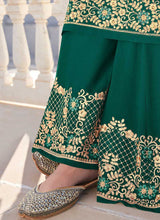 Load image into Gallery viewer, Green Heavy Embroidered Sharara Style Suit fashionandstylish.myshopify.com
