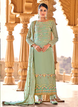 Load image into Gallery viewer, Green Heavy Embroidered Straight Pant Style Suit fashionandstylish.myshopify.com