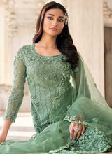 Load image into Gallery viewer, Green Heavy Embroidered Stylish Palazzo Suit fashionandstylish.myshopify.com