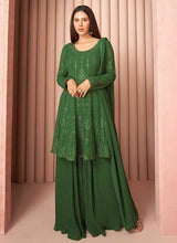 Load image into Gallery viewer, Green Heavy Embroidered Stylish Sharara Suit fashionandstylish.myshopify.com