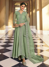 Load image into Gallery viewer, Green Heavy Neck Embroidered Gown Style Anarkali fashionandstylish.myshopify.com