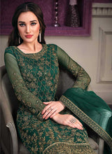 Load image into Gallery viewer, Green Heavy Net Embroidered Straight Pant Style Suit fashionandstylish.myshopify.com