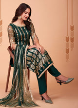 Load image into Gallery viewer, Green Sequin Embroidered Straight Pant Suit