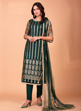 Load image into Gallery viewer, Green Sequin Embroidered Straight Pant Suit