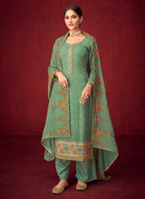 Load image into Gallery viewer, Green Sequins Embroidered Straight Pant Style Suit fashionandstylish.myshopify.com