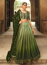 Load image into Gallery viewer, Green Shaded Heavy Embroidered Stylish Lehenga Choli