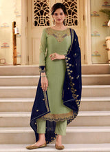 Load image into Gallery viewer, Green and Blue Heavy Embroidered Lehenga/ Pant Style Suit fashionandstylish.myshopify.com