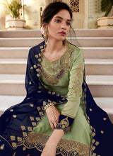 Load image into Gallery viewer, Green and Blue Heavy Embroidered Lehenga/ Pant Style Suit fashionandstylish.myshopify.com