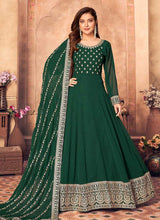 Load image into Gallery viewer, Green and Gold Embroidered Flaire Anarkali Suit fashionandstylish.myshopify.com