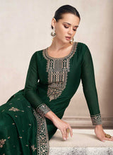 Load image into Gallery viewer, Green and Gold Embroidered Pant Style Suit fashionandstylish.myshopify.com