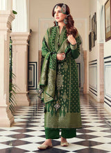 Load image into Gallery viewer, Green and Gold Embroidered Pant Style Suit fashionandstylish.myshopify.com