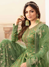 Load image into Gallery viewer, Green and Gold Embroidered Sharara Style Suit fashionandstylish.myshopify.com