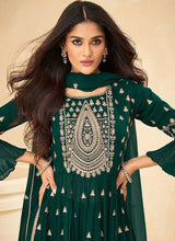 Load image into Gallery viewer, Green and Gold Embroidered Stylish Sharara Suit fashionandstylish.myshopify.com