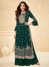 Load image into Gallery viewer, Green and Gold Embroidered Stylish Sharara Suit fashionandstylish.myshopify.com