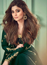Load image into Gallery viewer, Green and Gold Heavy Embroidered Floor touch Anarkali fashionandstylish.myshopify.com