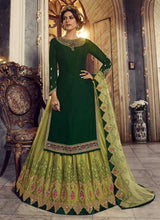 Load image into Gallery viewer, Green and Gold Heavy Embroidered Lehenga/ Pant Style Suit fashionandstylish.myshopify.com