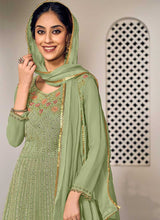 Load image into Gallery viewer, Green and Gold Heavy Embroidered Sharara Suit fashionandstylish.myshopify.com