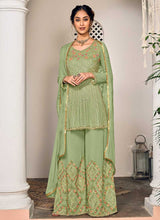 Load image into Gallery viewer, Green and Gold Heavy Embroidered Sharara Suit fashionandstylish.myshopify.com