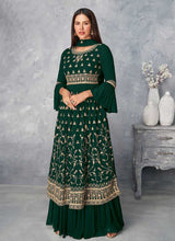 Load image into Gallery viewer, Green and Gold Heavy Embroidered Stylish Palazzo Suit fashionandstylish.myshopify.com