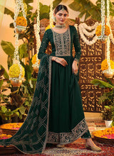 Load image into Gallery viewer, Green and Gold Heavy Embroidered Stylish Pant Style Suit fashionandstylish.myshopify.com