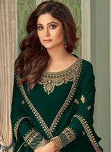 Load image into Gallery viewer, Green and Grey Embroidered Sharara Style Suit fashionandstylish.myshopify.com