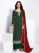 Load image into Gallery viewer, Green and Red Embroidered Stylish Pant Suit fashionandstylish.myshopify.com