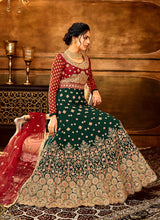 Load image into Gallery viewer, Green and Red Heavy Embroidered Anarkali Suit