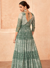 Load image into Gallery viewer, Green and White Embroidered Stylish Anarkali Suit