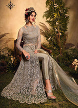 Load image into Gallery viewer, Grey Color Heavy Embroidered Lehenga/ Pant Style Anarkali fashionandstylish.myshopify.com