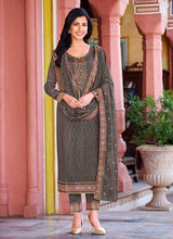 Load image into Gallery viewer, Grey Embroidered Stylish Straight Pant Suit fashionandstylish.myshopify.com