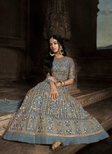 Load image into Gallery viewer, Grey Floral Embroidered Heavy Anarkali Suit fashionandstylish.myshopify.com