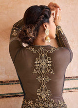 Load image into Gallery viewer, Grey Gold Heavy Embroidered Lehenga Style Anarkali fashionandstylish.myshopify.com