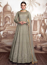 Load image into Gallery viewer, Grey Heavy Embroidered Anarkali Suit fashionandstylish.myshopify.com