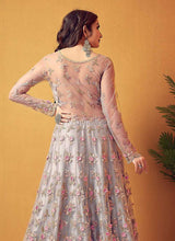 Load image into Gallery viewer, Grey Floral Embroidered Designer Lehenga Style Anarkali fashionandstylish.myshopify.com