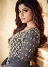 Load image into Gallery viewer, Grey Heavy Embroidered Gown Style Anarkali fashionandstylish.myshopify.com