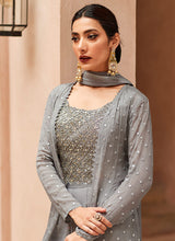 Load image into Gallery viewer, Grey Heavy Embroidered Jacket Style Suit