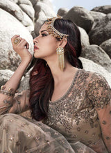 Load image into Gallery viewer, Grey Heavy Embroidered Kalidar Lehenga Style Anarkali Suit fashionandstylish.myshopify.com