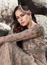 Load image into Gallery viewer, Grey Heavy Embroidered Kalidar Lehenga Style Anarkali Suit fashionandstylish.myshopify.com