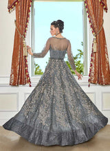 Load image into Gallery viewer, Grey Heavy Embroidered Lehenga/ Pant Style Anarkali fashionandstylish.myshopify.com