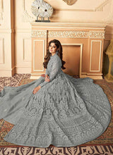 Load image into Gallery viewer, Grey Lucknowi Work Embroidered Anarkali style Lehenga fashionandstylish.myshopify.com