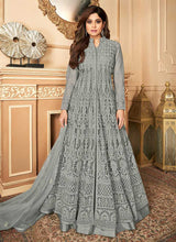 Load image into Gallery viewer, Grey Lucknowi Work Embroidered Anarkali style Lehenga fashionandstylish.myshopify.com