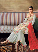 Load image into Gallery viewer, Grey Mirror Embroidered Stylish Gharara Suit fashionandstylish.myshopify.com