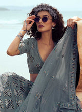 Load image into Gallery viewer, Grey Sequins Embroidered Stylish Lehenga Choli fashionandstylish.myshopify.com