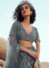 Load image into Gallery viewer, Grey Sequins Embroidered Stylish Lehenga Choli fashionandstylish.myshopify.com
