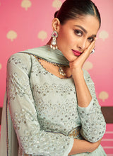 Load image into Gallery viewer, Grey Shaded Embroidered Stylish Sharara Suit