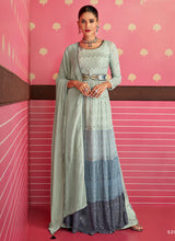 Load image into Gallery viewer, Grey Shaded Embroidered Stylish Sharara Suit
