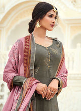Load image into Gallery viewer, Grey Silk Work Embroidered Gharara Style Suit fashionandstylish.myshopify.com