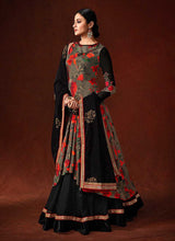 Load image into Gallery viewer, Grey and Black Embroidered Anarkali Style Gown fashionandstylish.myshopify.com
