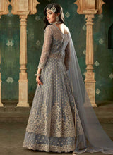 Load image into Gallery viewer, Grey and Gold Embroidered Lehenga fashionandstylish.myshopify.com