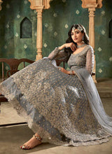 Load image into Gallery viewer, Grey and Gold Embroidered Lehenga fashionandstylish.myshopify.com